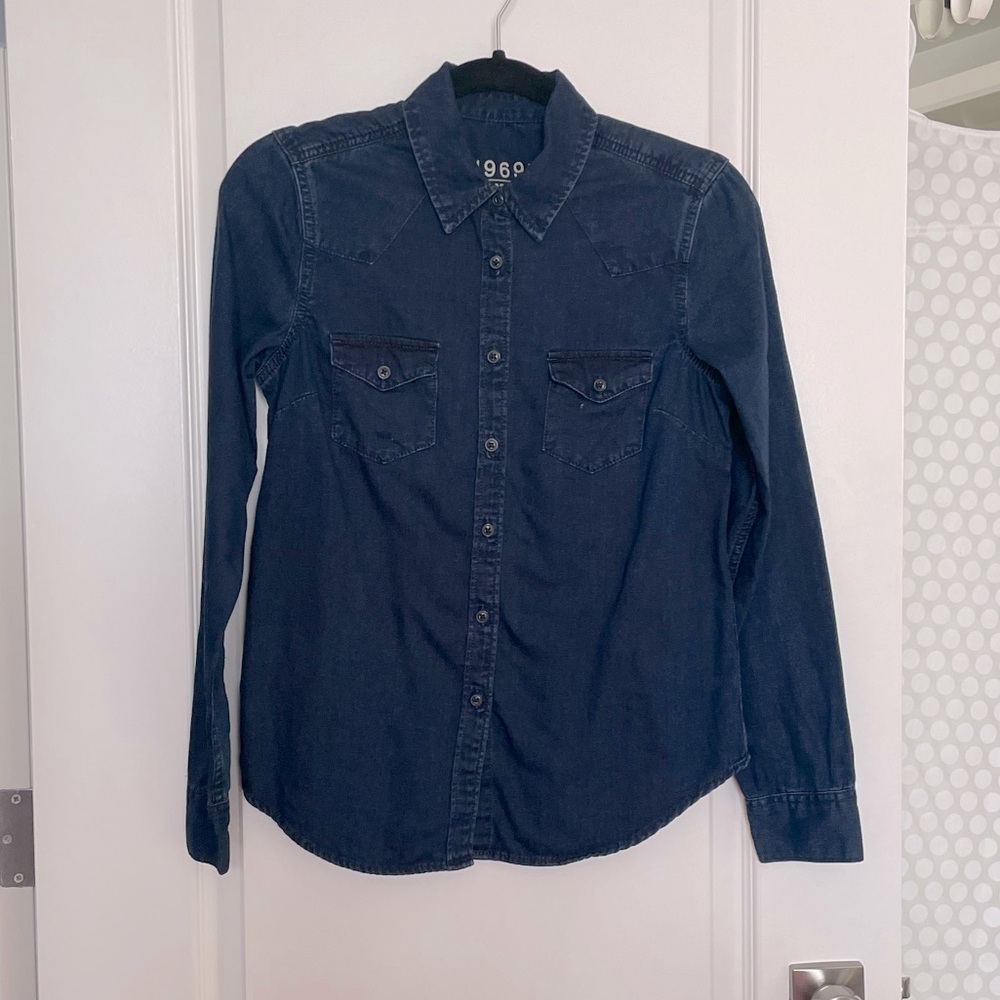 Gap Dark Denim Button Up Shirt